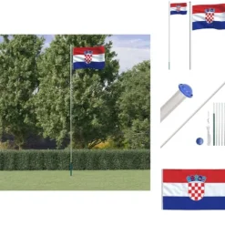 Flag & vimpler - Living Kroatien flag og flagstang 6,23 m aluminium