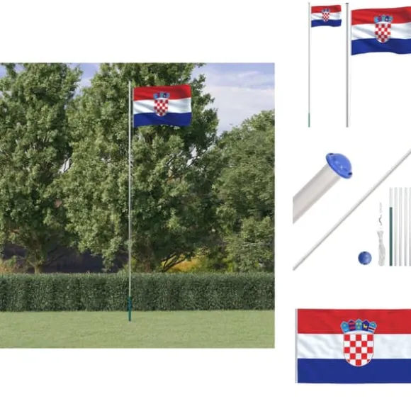 Flag & vimpler - Living Kroatien flag og flagstang 6,23 m aluminium