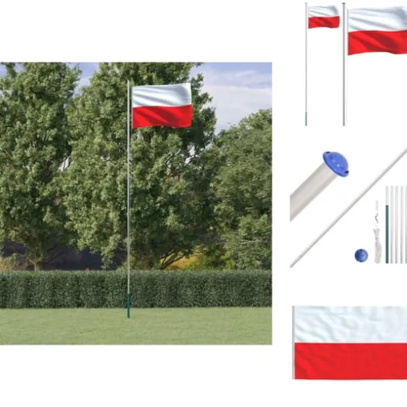 Flag & vimpler - Living Polen flag og flagstang 6,23 m aluminium