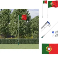 Flag & vimpler - Living Portugal flag og flagstang 5,55 m aluminium