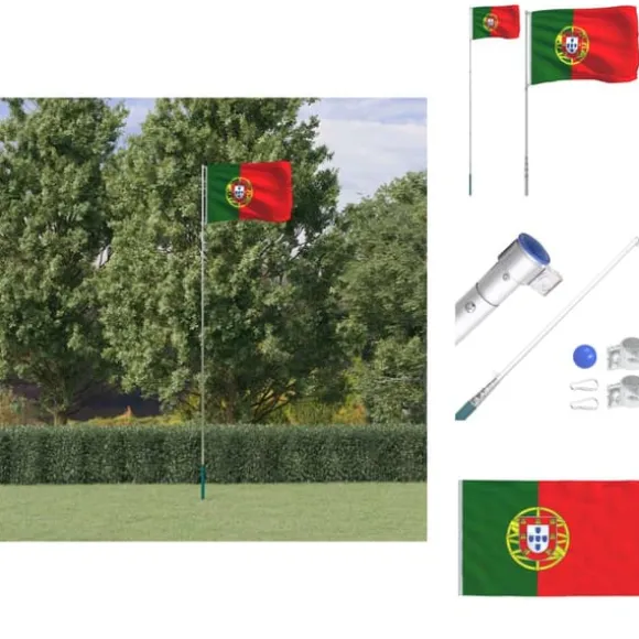 Flag & vimpler - Living Portugal flag og flagstang 5,55 m aluminium