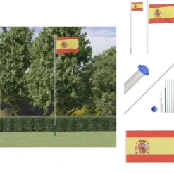 Flag & vimpler - Living Spanien flag og flagstang 6,23 m aluminium