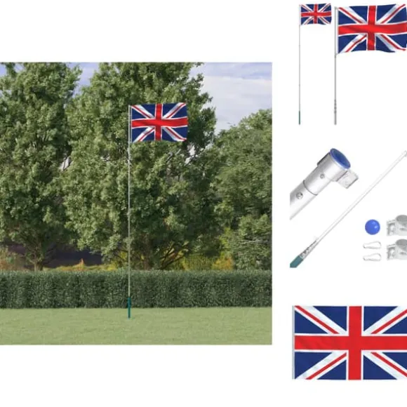 Flag & vimpler - Living Storbritannien flag og flagstang 5,55 m aluminium