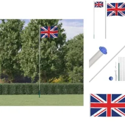 Flag & vimpler - Living Storbritannien flag og flagstang 6,23 m aluminium