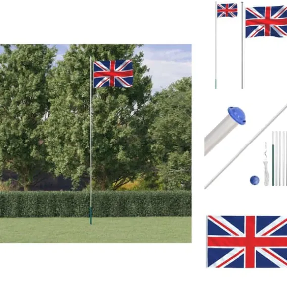Flag & vimpler - Living Storbritannien flag og flagstang 6,23 m aluminium