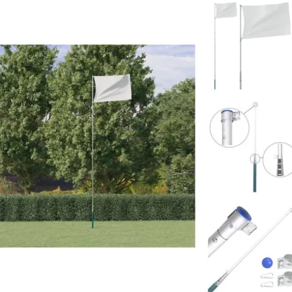 Flag & vimpler - Living teleskopflagstang 5,5 m aluminium sølvfarvet