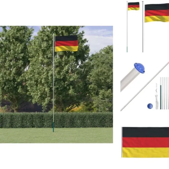 Flag & vimpler - Living Tyskland flag og flagstang 6,23 m aluminium