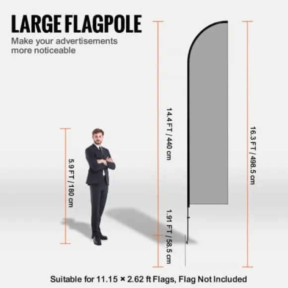 Flagstangssæt, Feather Swooper 440x58,5 cm, Udendørs, Aluminium