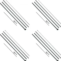 Flagstangssæt, 4-pak fjerformede flagstænger 440x498,5 cm, udendørs, aluminiumlegering