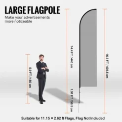 Flagstangssæt, 4-pak fjerformede flagstænger 440x498,5 cm, udendørs, aluminiumlegering