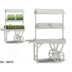 Flowerpot Standt with Wheels Ibergarden WA15379-1 White Fir wood 130 x 178 x 70 cm