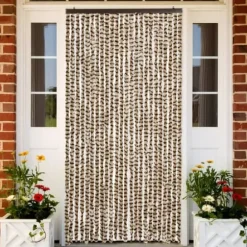 Flueforhæng i chenille - Dørgardin til insektbeskyttelse | Farve: Beige og Brun | Størrelse: 100x230 cm