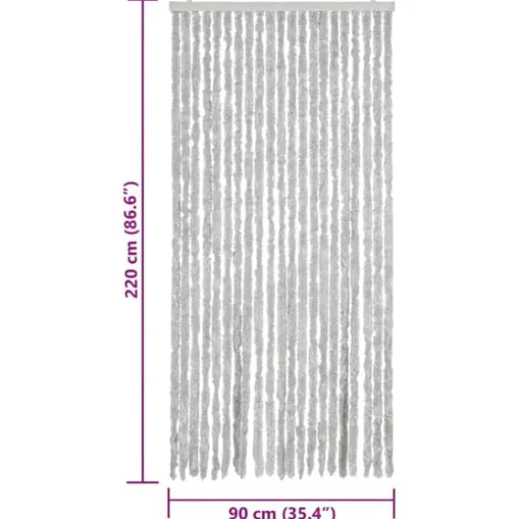 Flueforhæng i chenille - Dørgardin | Størrelse: 90x220 cm | Farve: Grå