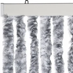 Flueforhæng i chenille - Dørgardin 100x200 cm | Farve: Grå/Hvid