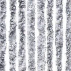 Flueforhæng i chenille - Dørgardin 100x200 cm | Farve: Grå/Hvid