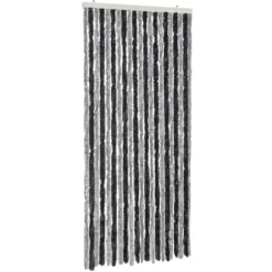 Flueforhæng i chenille - Insektgardin til døre | Størrelse: 90x200 cm | Farve: Grå og sort