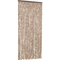Flueforhæng i chenille - Insektgardin | Farve: Beige og mørkebrun | Størrelse: 56x185 cm