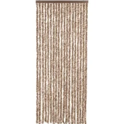 Flueforhæng i chenille - Insektgardin | Farve: Beige og mørkebrun | Størrelse: 56x185 cm