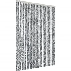 Flueforhæng i chenille - Insektgardin | Størrelse: 1118x220 cm | Farve: Grå, Sort-Hvid