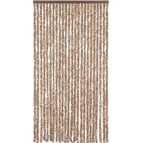 Flueforhæng i chenille - Insektgardin til dør | Farve: Beige og mørkebrun | Størrelse: 100x200 cm