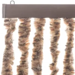 Flueforhæng i chenille - Insektgardin til dør | Farve: Beige og mørkebrun | Størrelse: 100x200 cm