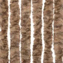 Flueforhæng i chenille - Insektgardin til dør | Farve: Beige og mørkebrun | Størrelse: 100x200 cm
