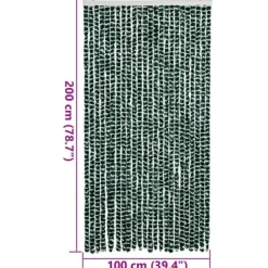 Flueforhæng i chenille - Insektgardin | Farve: Grøn og Hvid | Størrelse: 100x200 cm