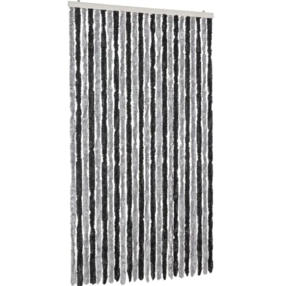 Flueforhæng 100x220 cm - Insektgardin i chenille | Farve: Grå/Svarte