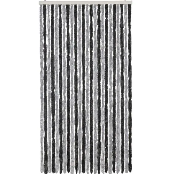 Flueforhæng 100x220 cm - Insektgardin i chenille | Farve: Grå/Svarte