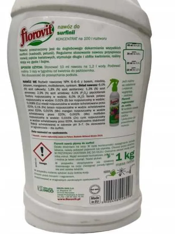 FLYDENDE MULTIKONPONENTGØDNING TIL SURFINIA 1 kg 1 L INCO FLOROVIT