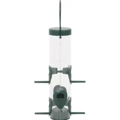 Foderautomater til fugle 3 stk. - Elegant design | Farve: Mørkegrøn | Størrelse: 17x17x32 cm