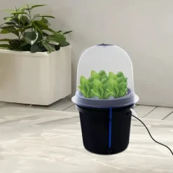 Fogponics hydroponisk system - Indendørs plantesæt - 8 plantepladser - Automatisk tågecyklus - Timer 60/30 min - 12–24 V DC - 27×27×29 cm - Sort