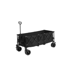 Foldbar ekstra rummelig trolley med terrængående hjul, 300L kapacitet og drikkeholder – kapacitet til 100 kg – sort