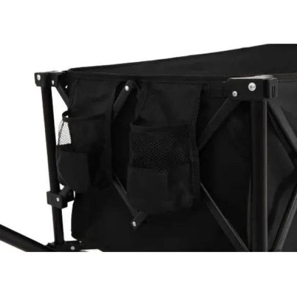 Foldbar ekstra rummelig trolley med terrængående hjul, 300L kapacitet og drikkeholder – kapacitet til 100 kg – sort