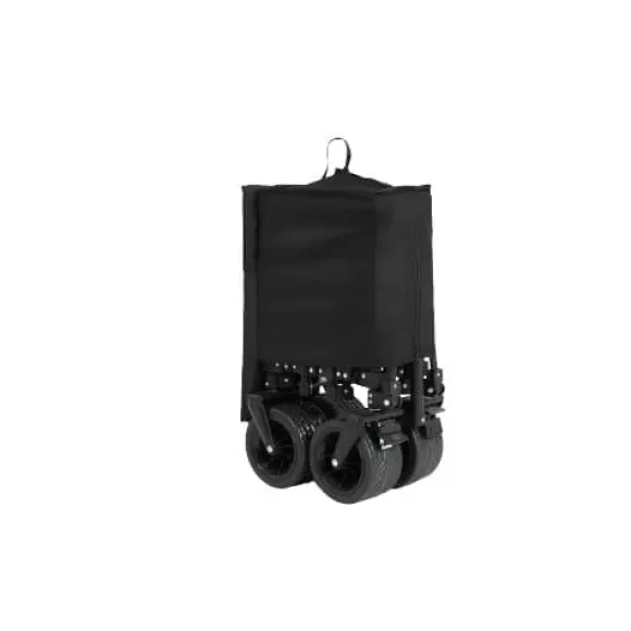 Foldbar ekstra rummelig trolley med terrængående hjul, 300L kapacitet og drikkeholder – kapacitet til 100 kg – sort