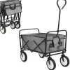 Foldbar havevogn - Transportvogn/trækvogn - Bæreevne 80 kg - Volumen 110 L - Gummihjul, stålramme - Foldemål 76x51x20 cm - Grå