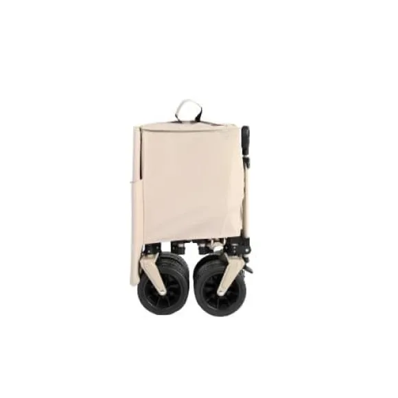 Foldbar havevogn med 100 kg kapacitet, robust 300L transportvogn med store terrængående hjul og drikkeholder - beige