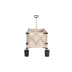 Foldbar havevogn med 100 kg kapacitet, robust 300L transportvogn med store terrængående hjul og drikkeholder - beige