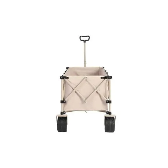 Foldbar havevogn med 100 kg kapacitet, robust 300L transportvogn med store terrængående hjul og drikkeholder - beige