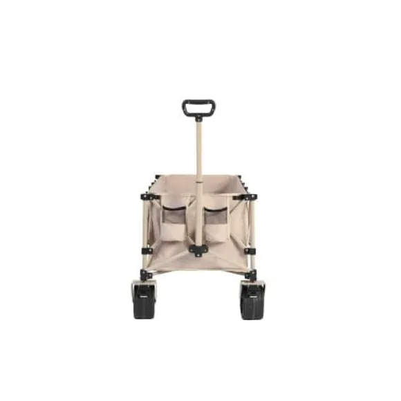 Foldbar havevogn med 100 kg kapacitet, robust 300L transportvogn med store terrængående hjul og drikkeholder - beige
