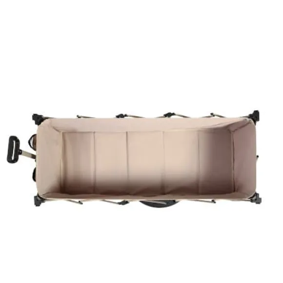 Foldbar havevogn med 100 kg kapacitet, robust 300L transportvogn med store terrængående hjul og drikkeholder - beige