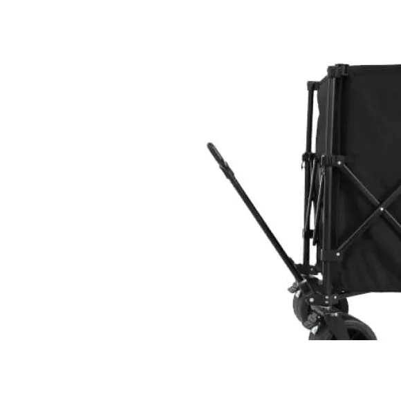 Foldbar strandvogn med store terrænhjul, tung havevogn 300 kg med drikkeholder, sort