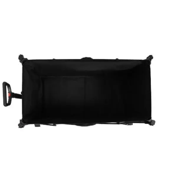 Foldbar strandvogn med store terrænhjul, tung havevogn 300 kg med drikkeholder, sort