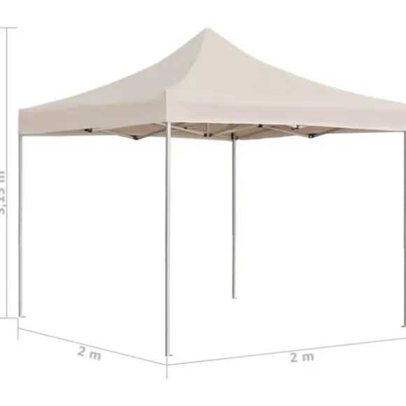 Foldbart festtelt i aluminium - Elegant cremefarvet design | Størrelse: 2x2 m