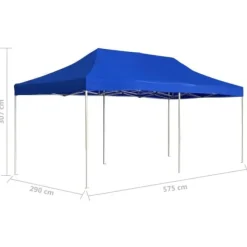 Foldbart festtelt i aluminium - Professionelt partytelt | Farve: Blå | Størrelse: 6x3 m