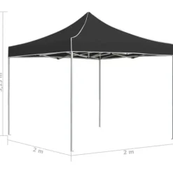 Foldbart festtelt i aluminium - Professionelt design | Farve: Antracitgrå | Størrelse: 2x2 m