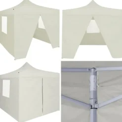 Foldbart festtelt med 4 sidevægge 2 x 2 m stål cremefarvet - Festtelt - Festtelte - Home & Living