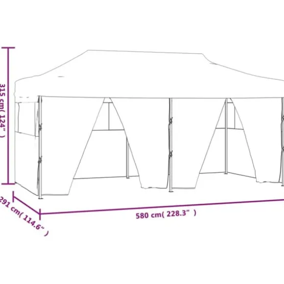 Foldbart festtelt med 4 sidevægge - UV-bestandigt & vandafvisende | Størrelse: 3x6 m | Farve: Blå