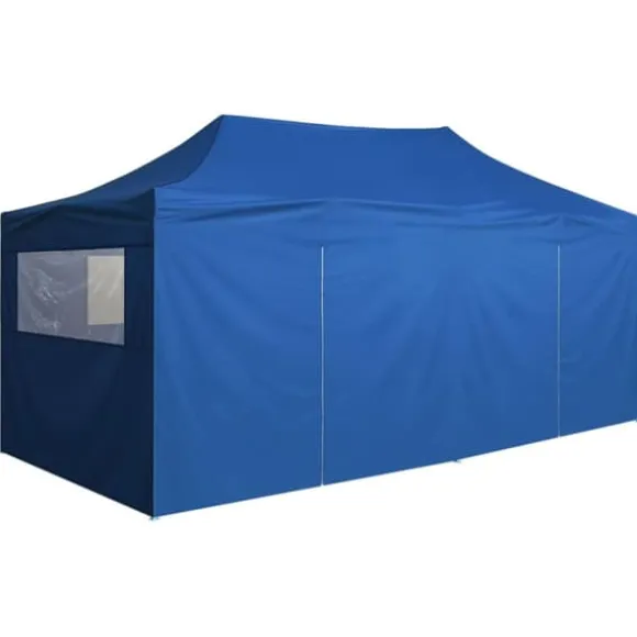 Foldbart festtelt med 4 sidevægge 3 x 6 m stål blå - Festtelt - Festtelte - Home & Living