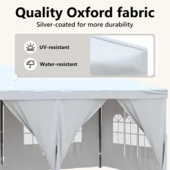 Foldbart festtelt med sidevægge 3x6 m | Farve: Hvid | UV-resistent og vandafvisende